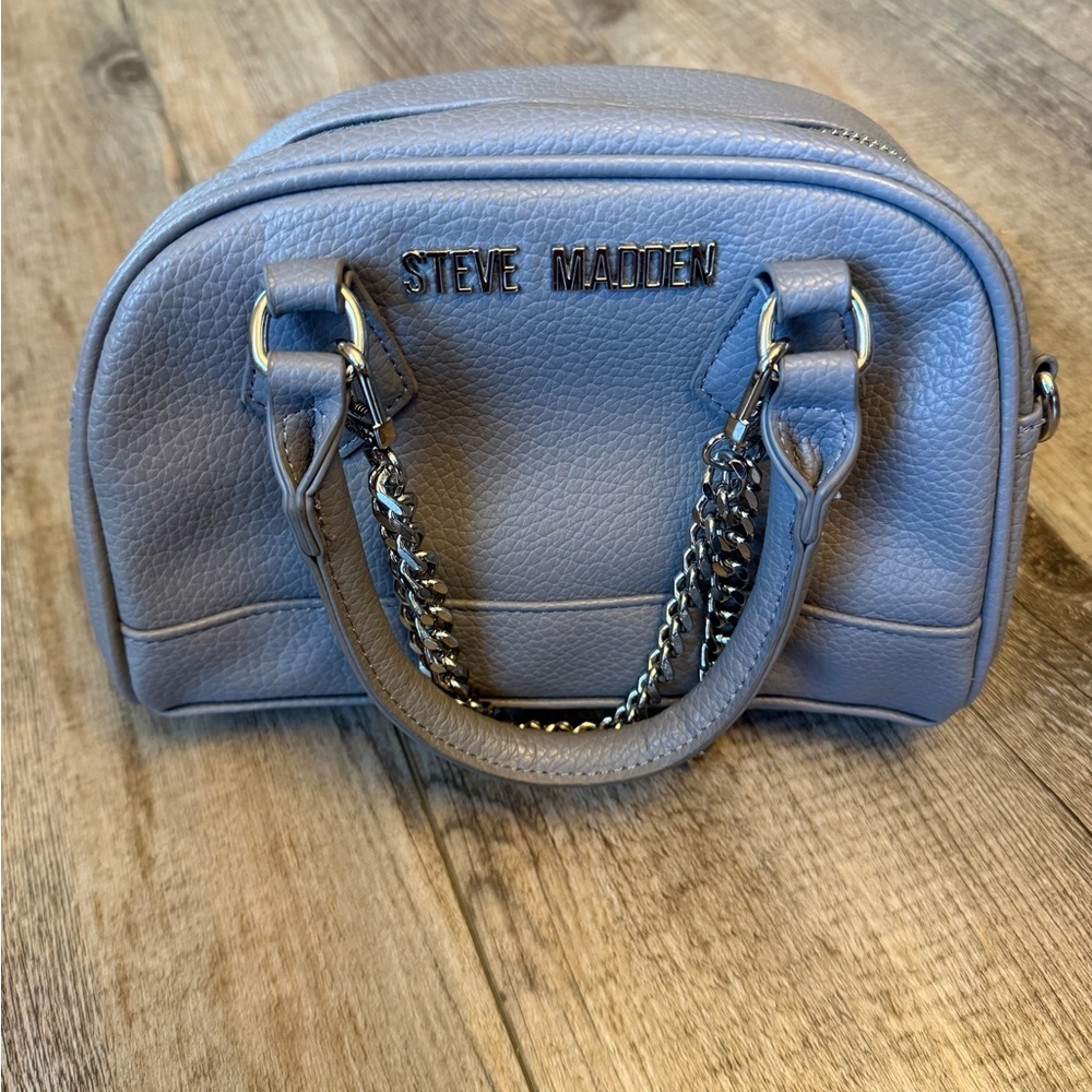 Steve Madden Lavender-Blue Dome Satchel with Chain Handles
